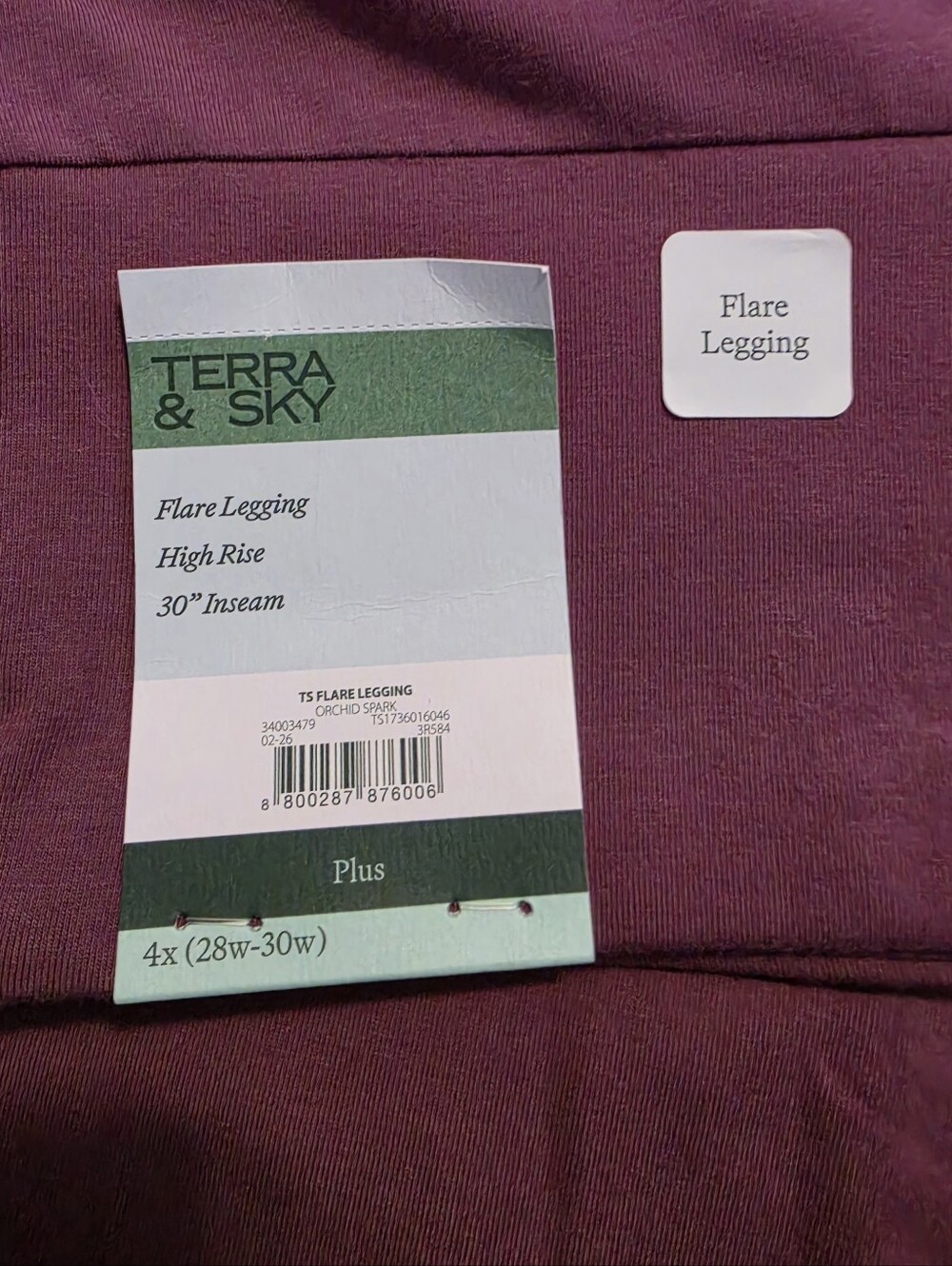 Terra & Sky Women's Plus Flare Leg Leggings Purple Pants Size 4X 28W - 30W NEW - Picture 6 of 8